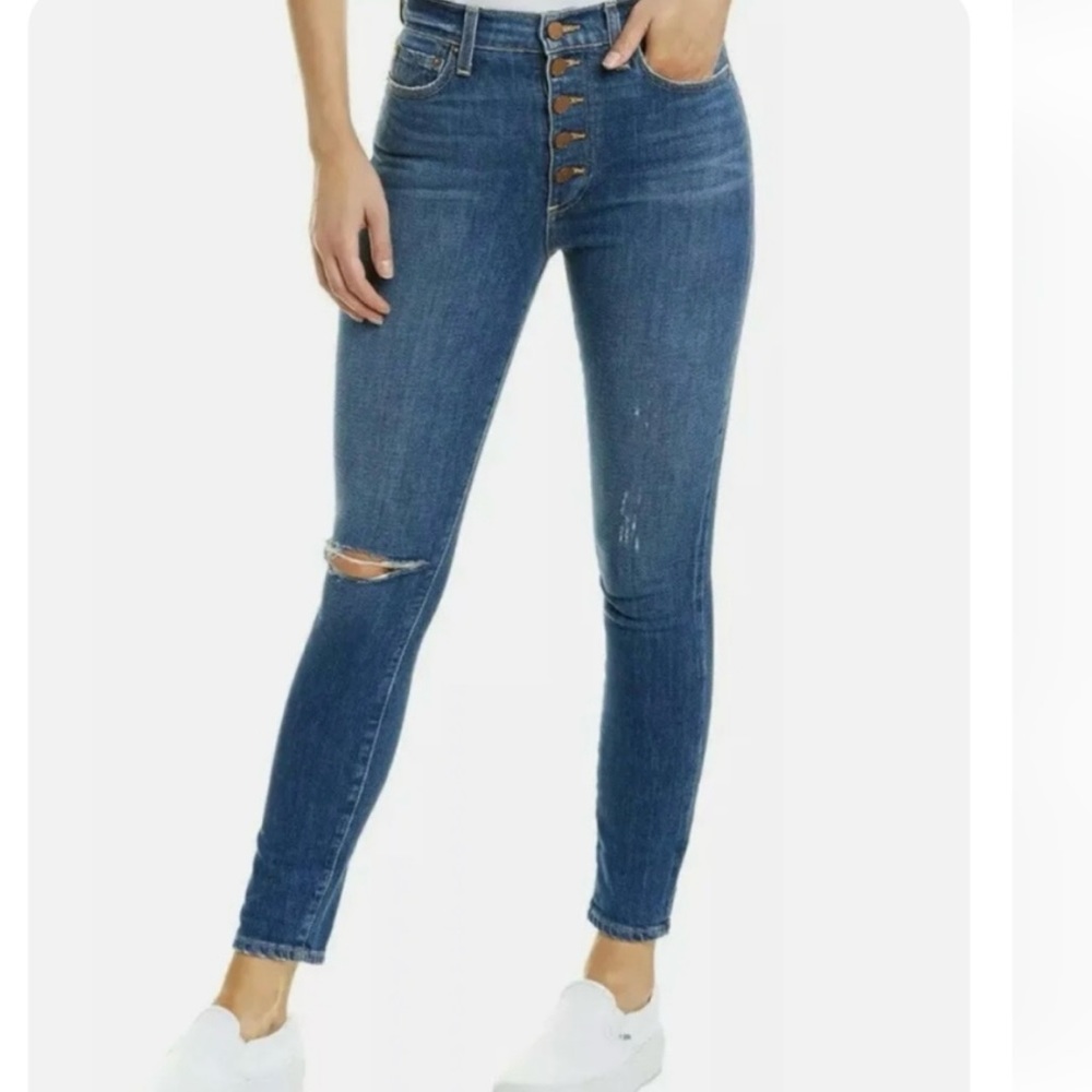 AO.LA By Alice Olivia Good High Rise Exposed Button Fly Jeans in Time Flys